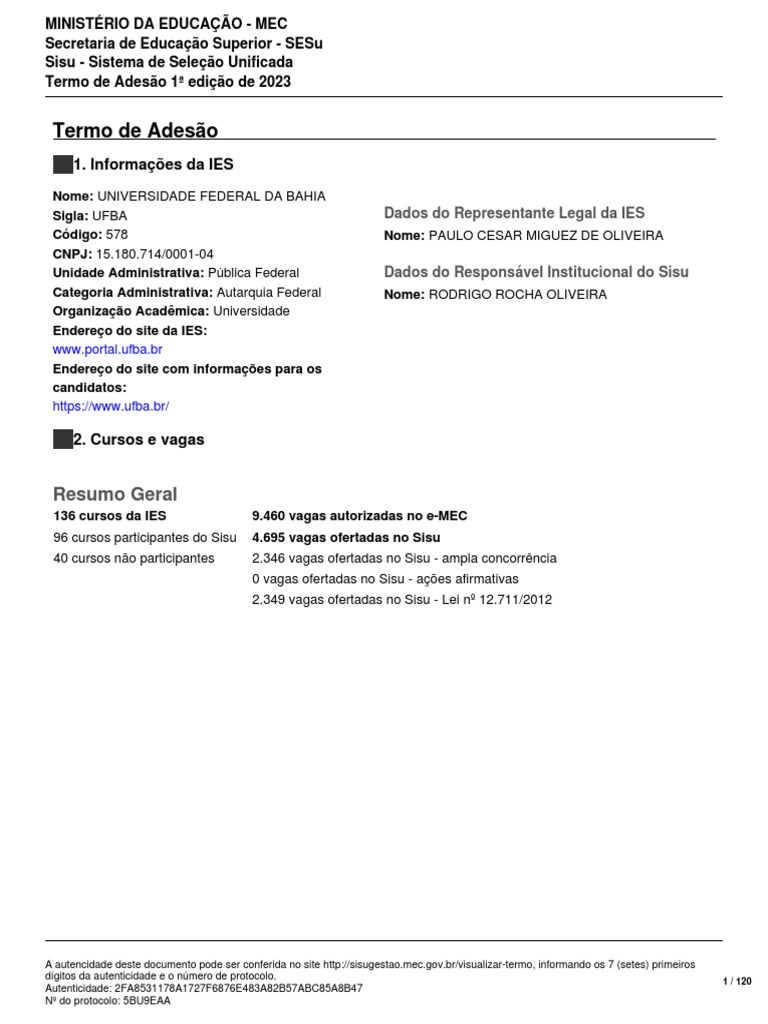 Termo Adesao 578 UFBA PDF | PDF | Diploma de bacharel | Science
