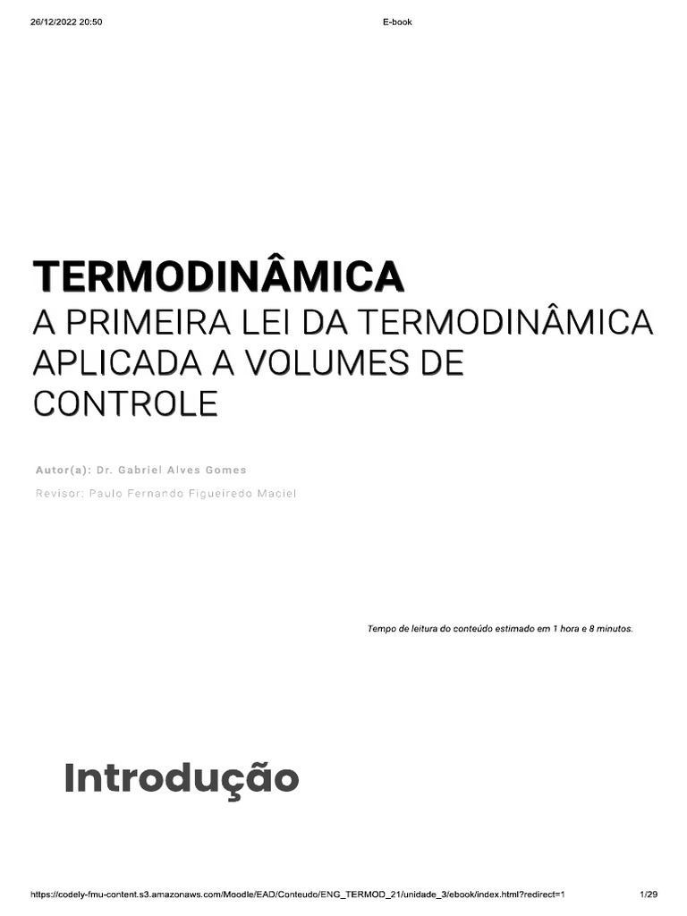 A Primeira Lei Da Termodinâmica Aplicada A Volumes de Controle | PDF
