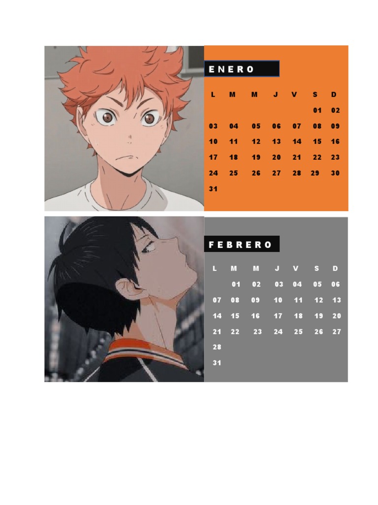 Calendario Haikyuu PDF