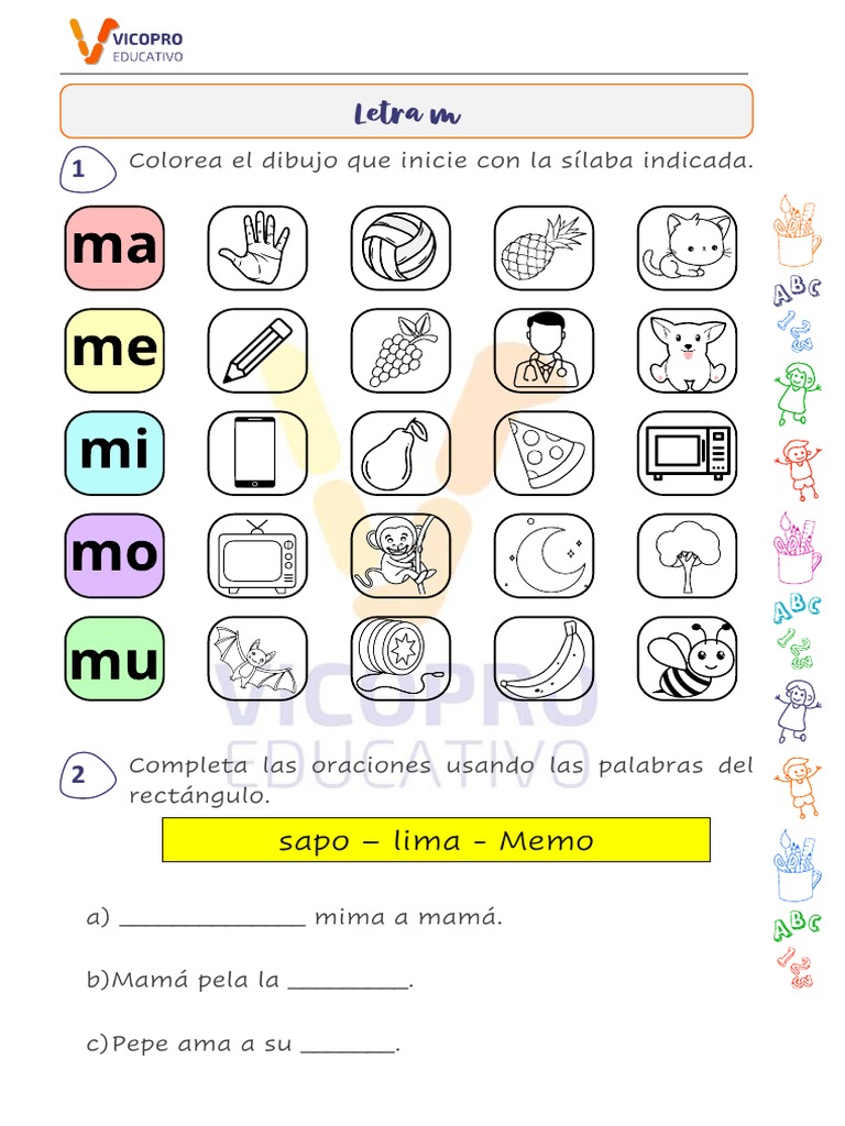 Oraciones con la letra M para niños | PDF