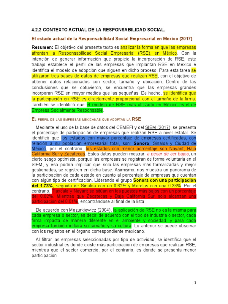 RSE en México: Análisis y Desafíos | PDF | Responsabilidad social ...