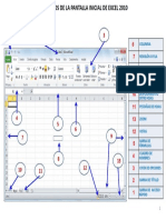 Elementos principales de la pantalla inicial de Excel 2010