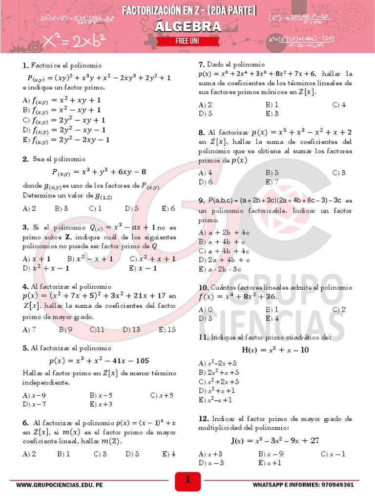 Factorización En Z 2da Parte Pdf Pdf