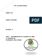 Determinacion de Volumen de Obra y Cantidad de Materiales para Muros PDF