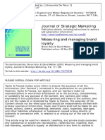 Journal of Strategic Marketing: To Cite This Article: Simon Knox & David Walker (2001) Measuring and Managing Brand