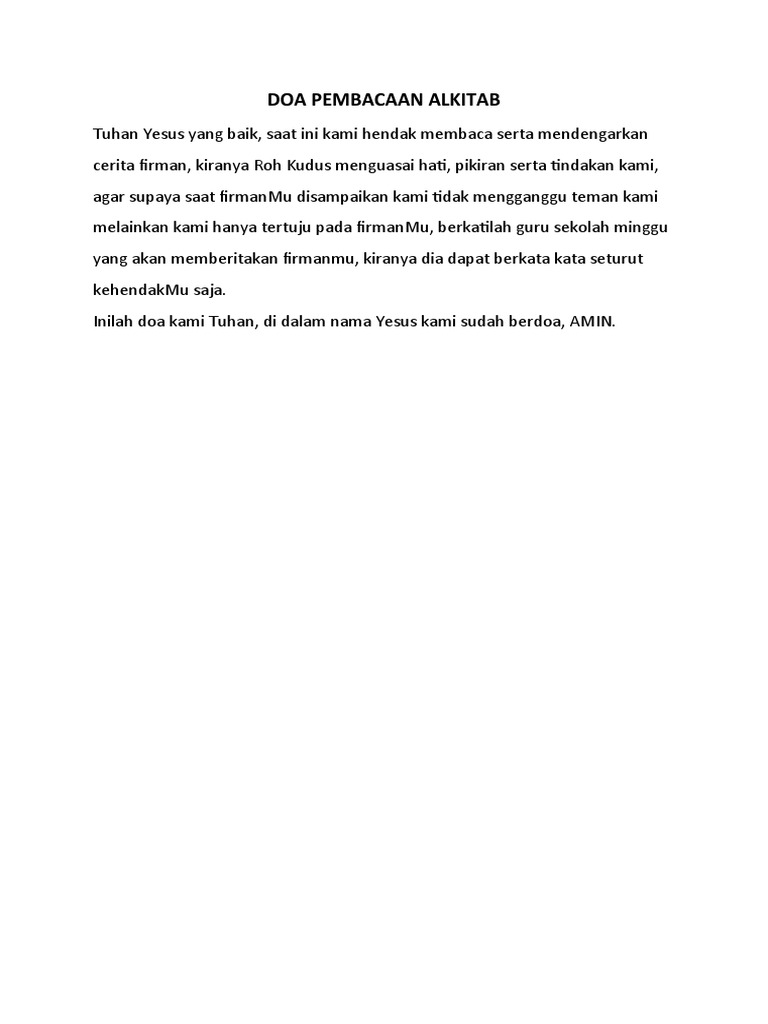 Doa Pemberitaan Firman | PDF