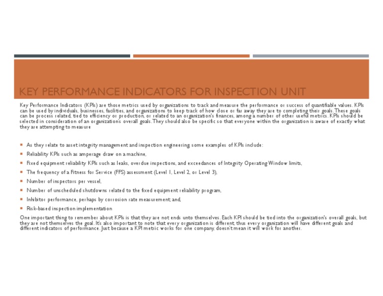 KPIs For Inspection Unit PDF