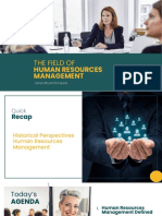The Field Of: Human Resources Management