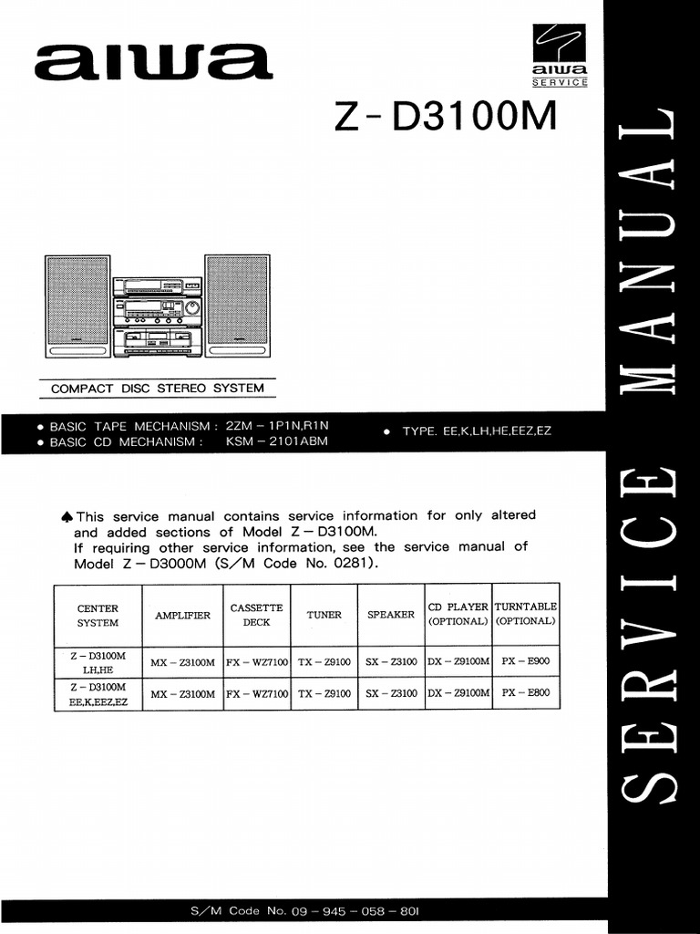 Aiwa Z D3100M Service Manual PDF | PDF