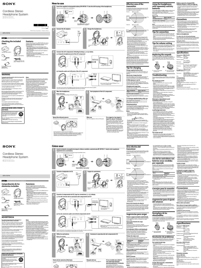 Auricular Inalambrico Sony PDF Headphones Manufactured Goods