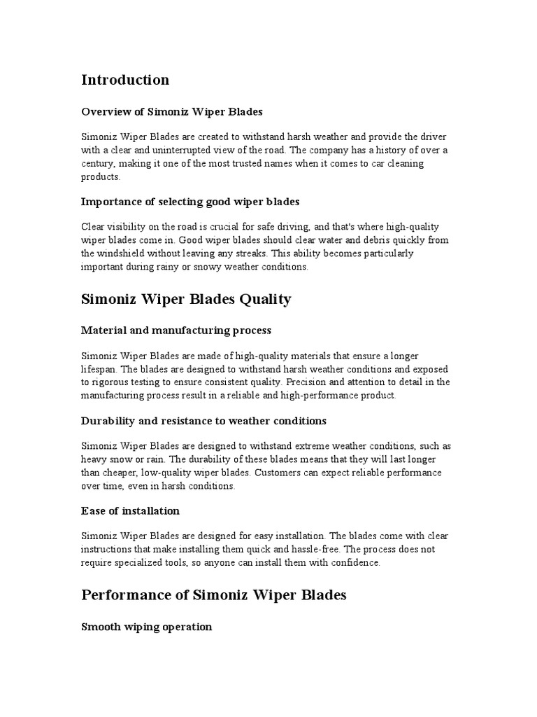 Simoniz Wiper Blades Review 2023 PDF