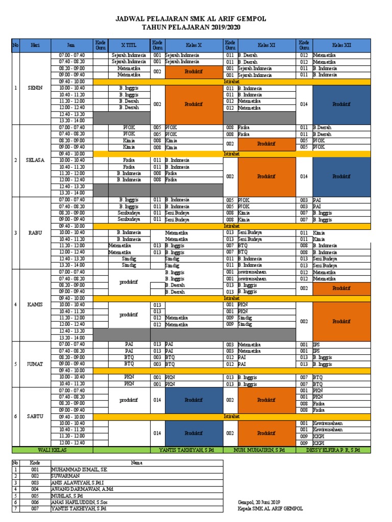 Jadwal Pelajaran BARU | PDF