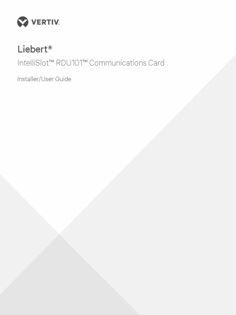 Liebert Intellislot Rdu101 Communications Card Installeruser Guide PDF ...
