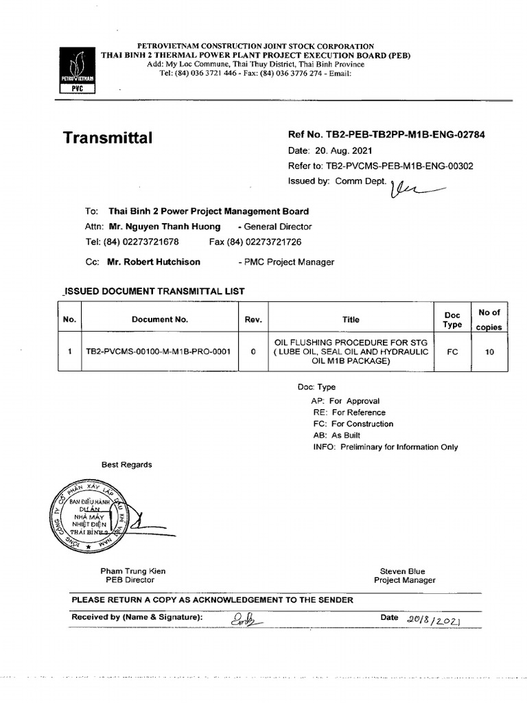 Oil Flushing Procedure For STG (Lube Oil, Seal Oil and Hydraulic Oil