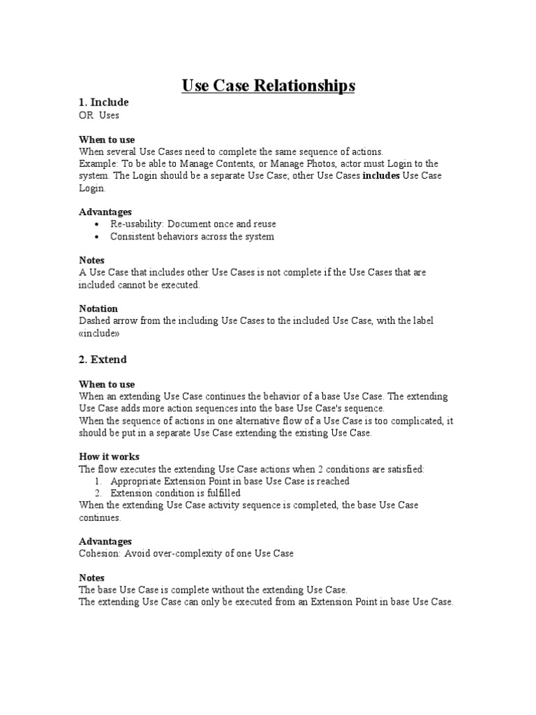 Use Case Relationships Explained | PDF | Technology & Engineering ...