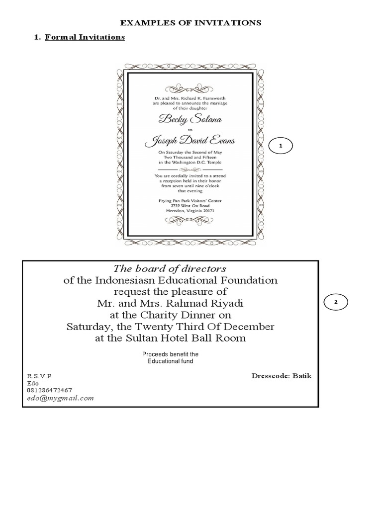 Examples of Invitations English Lesson Part 2 of Chapter 3 Winda