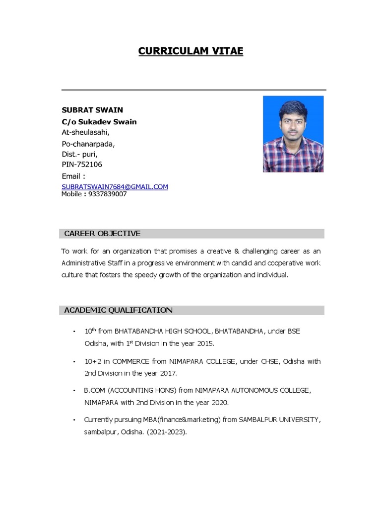 CV of Subrat SWAIN 4 | PDF