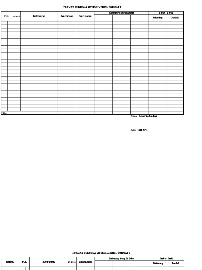 Format Buku Kas Kecil Kelas XII | PDF