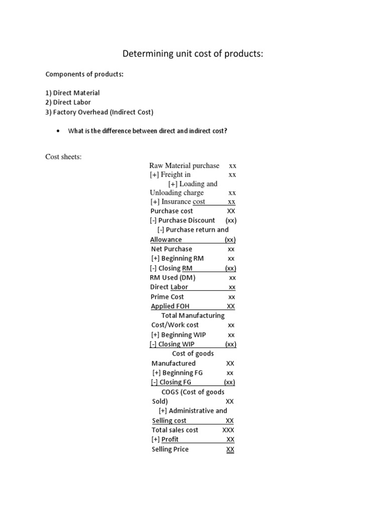 Cost Sheets Example PDF | PDF