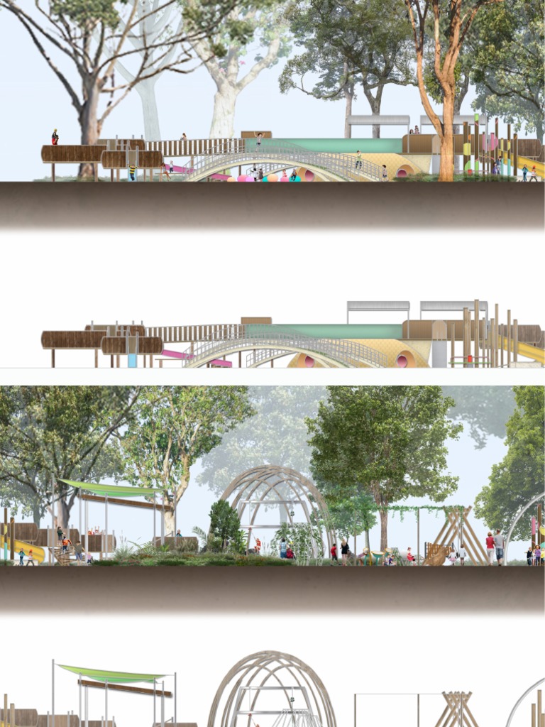 Elevations Zoom in (Sandy Beach Nature Playground Design Concept) PDF | PDF