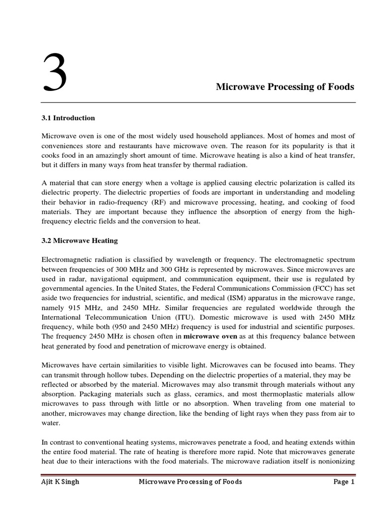 Microwave Heating and Food Dielectric Properties | PDF ...