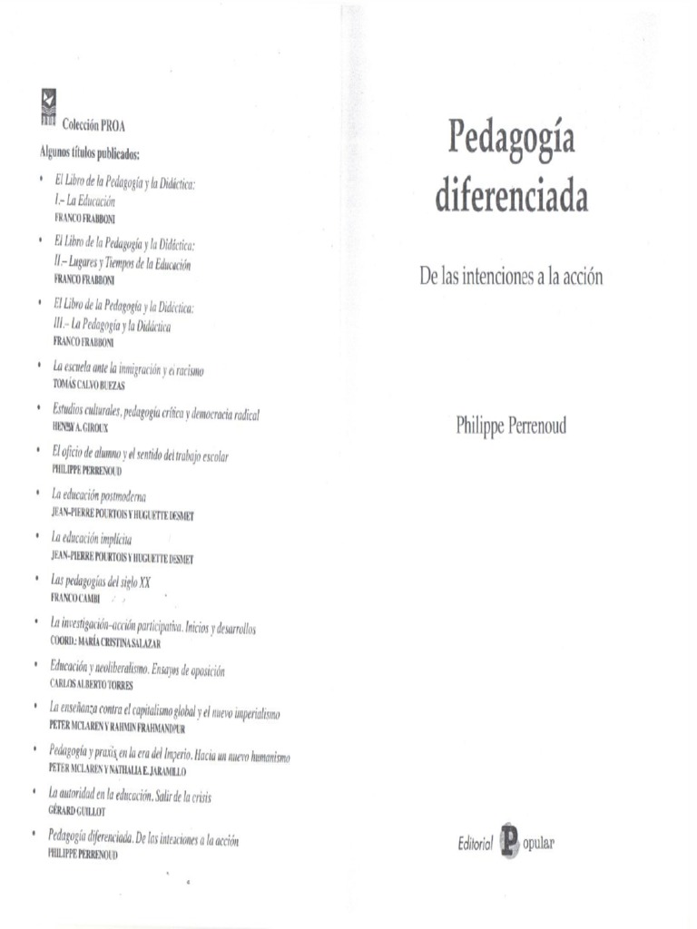 Pedagogía Diferenciada - Perrenoud - Cap - 1-2-3-Conclusiones PDF | PDF