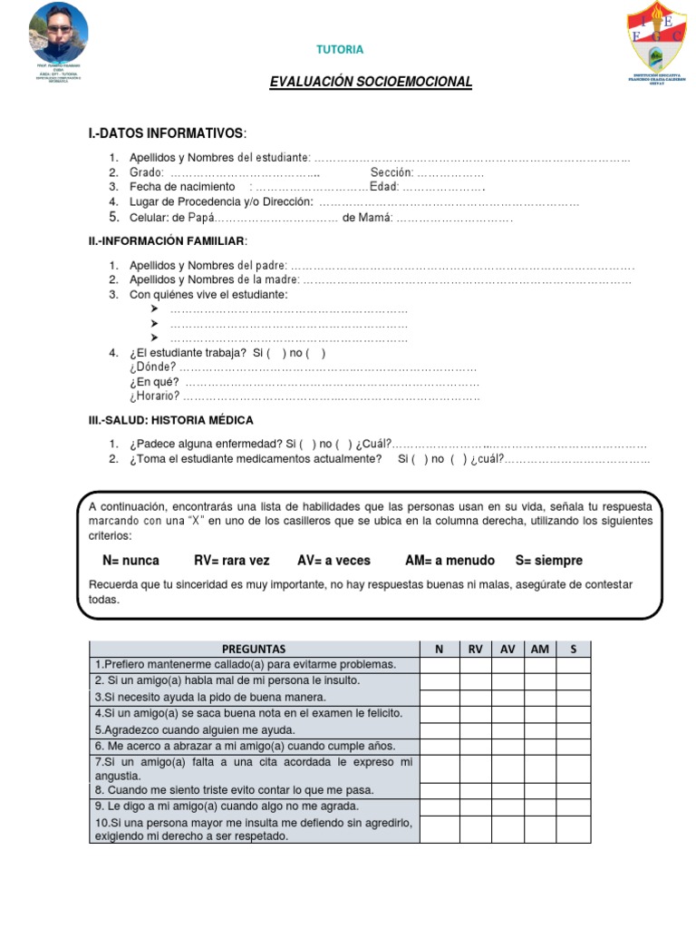 Evaluaci n socioemocional pdf