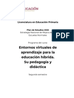 Entornos Virtuales de Aprendizaje para La Educación Híbrida. Su Pedagogía y Didáctica PDF