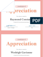 Certificate of Appreciation, Compiled Way