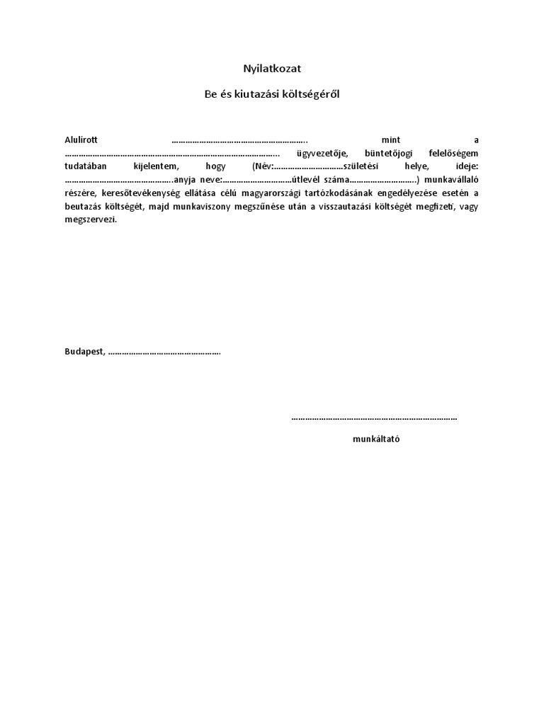 Nyilatkozat Utazás | PDF