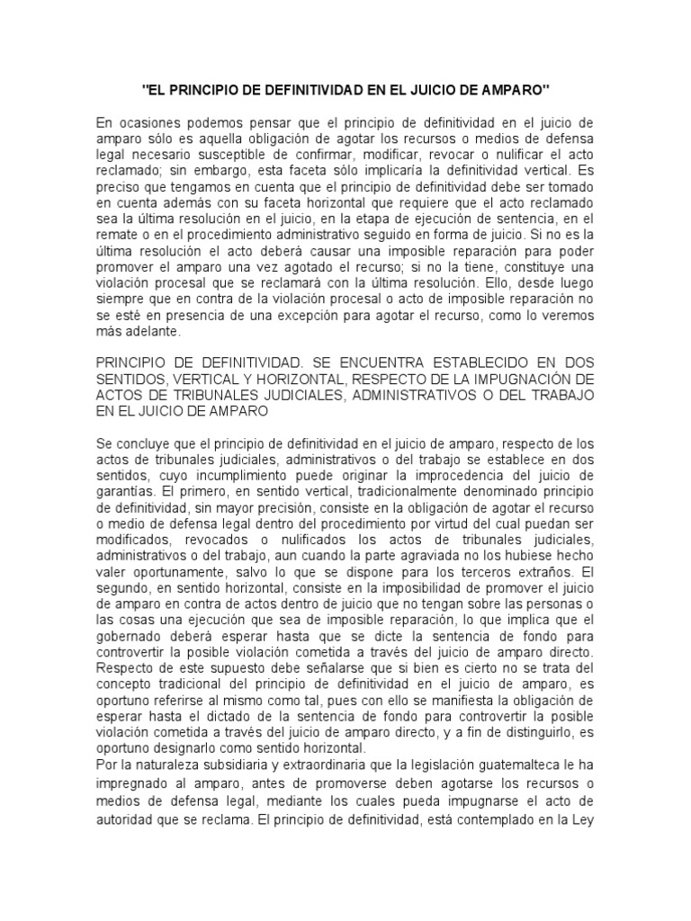 El Principio de Definitividad en El Juicio de Amparo | PDF