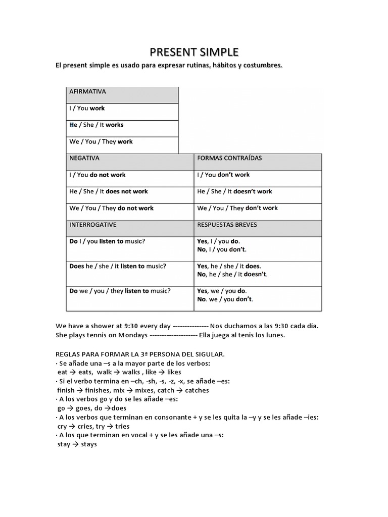 Present Simple y Continuous PDF | PDF