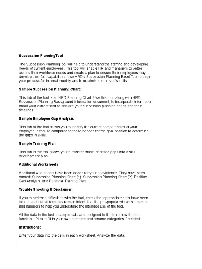 Succession Planning Template 18 | PDF