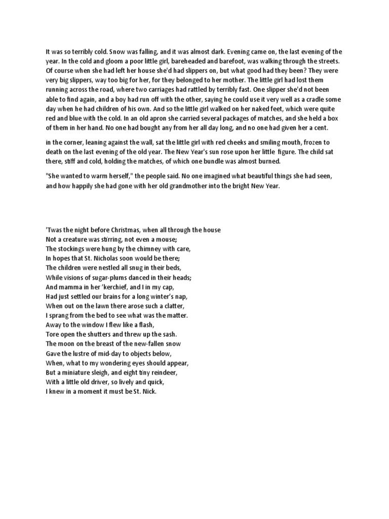 The Little Match Girl Text