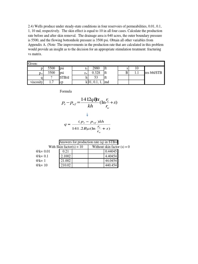 Homework Petroleum Production Engineering PDF PDF Permeability