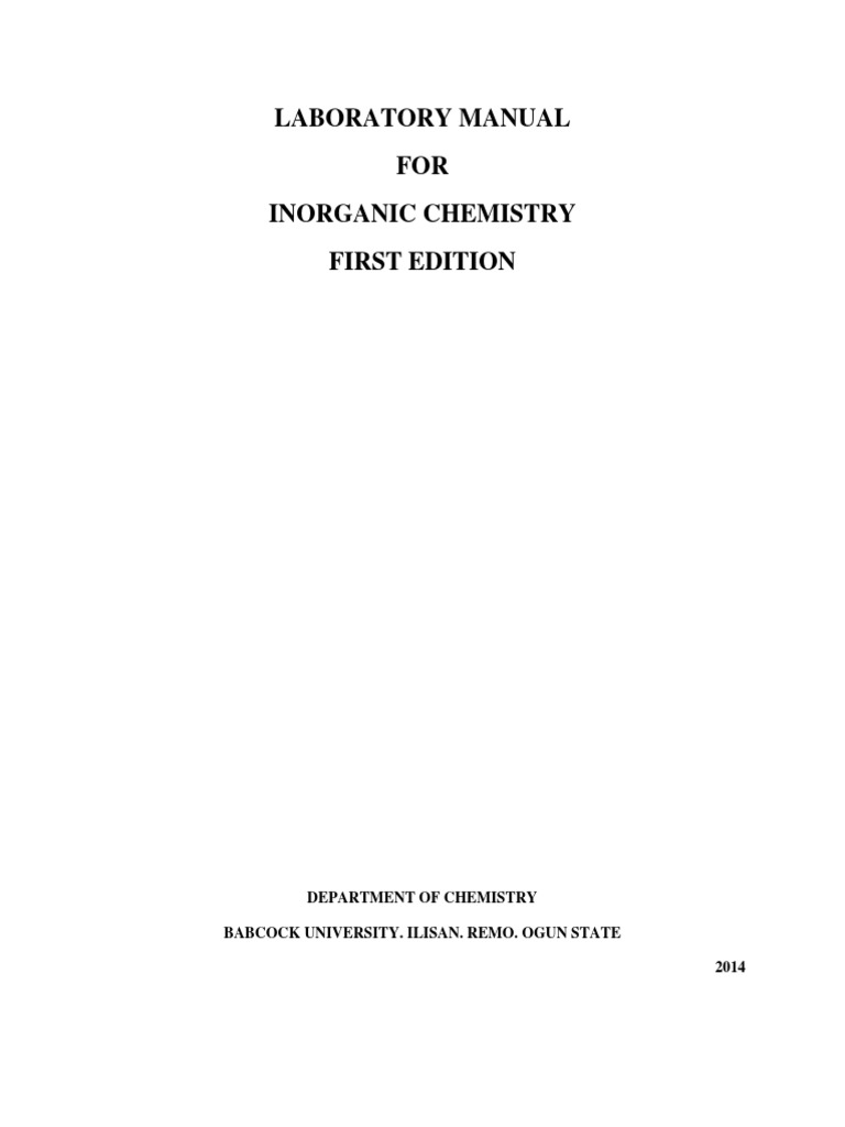 Inorganic Chemistry Lab Manual | PDF