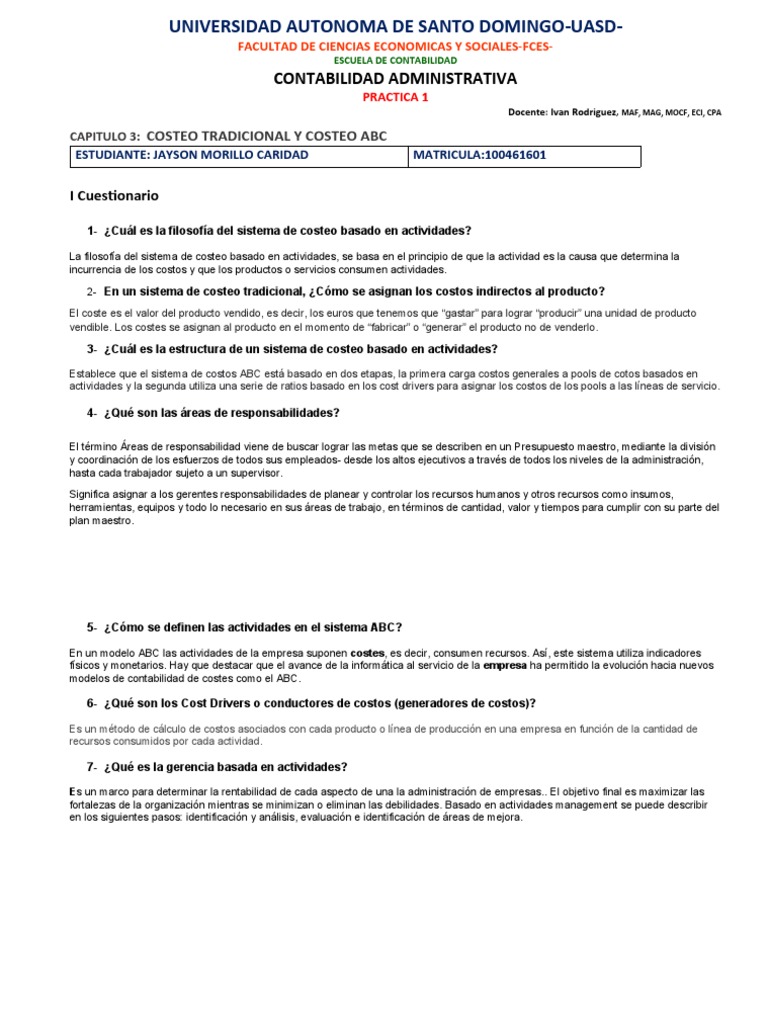 Comparativa de Costeo Tradicional y ABC | PDF