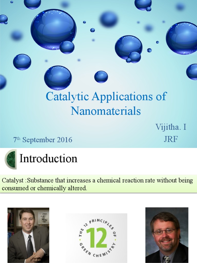 Catalytic Application of Nanomaterials | PDF | Catalysis ...