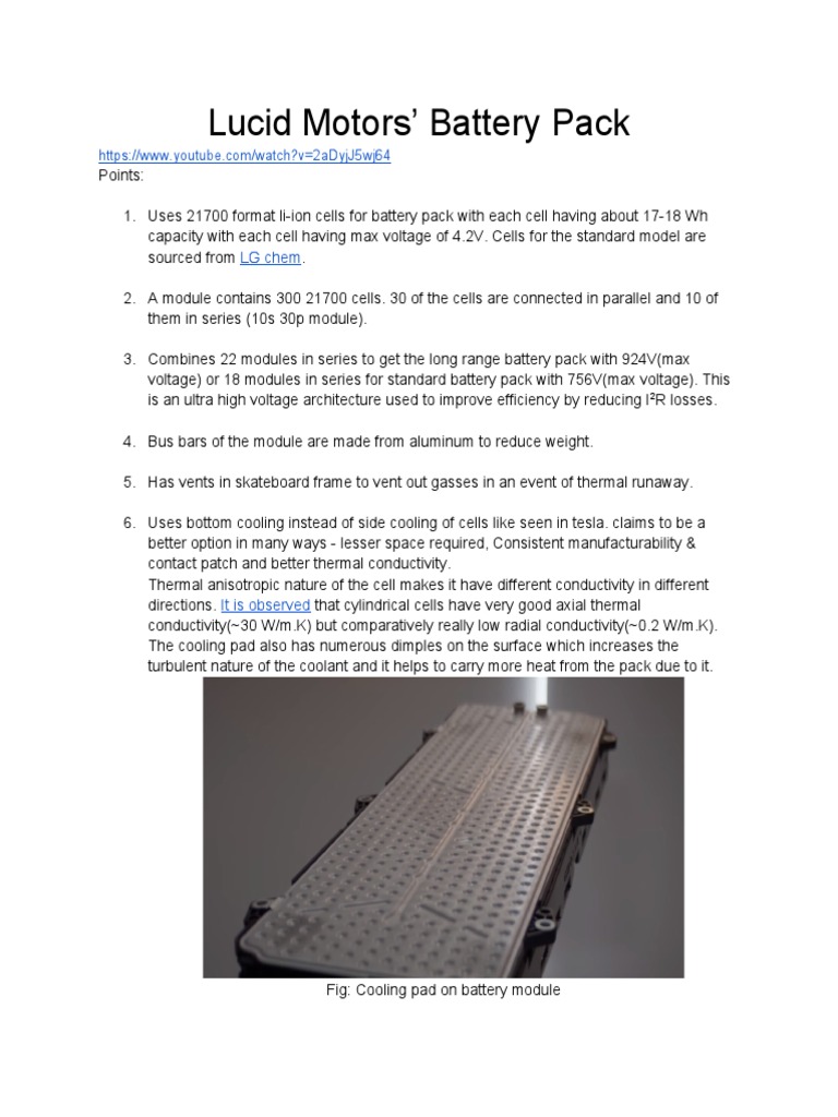 Lucid Motors' Battery Pack | PDF