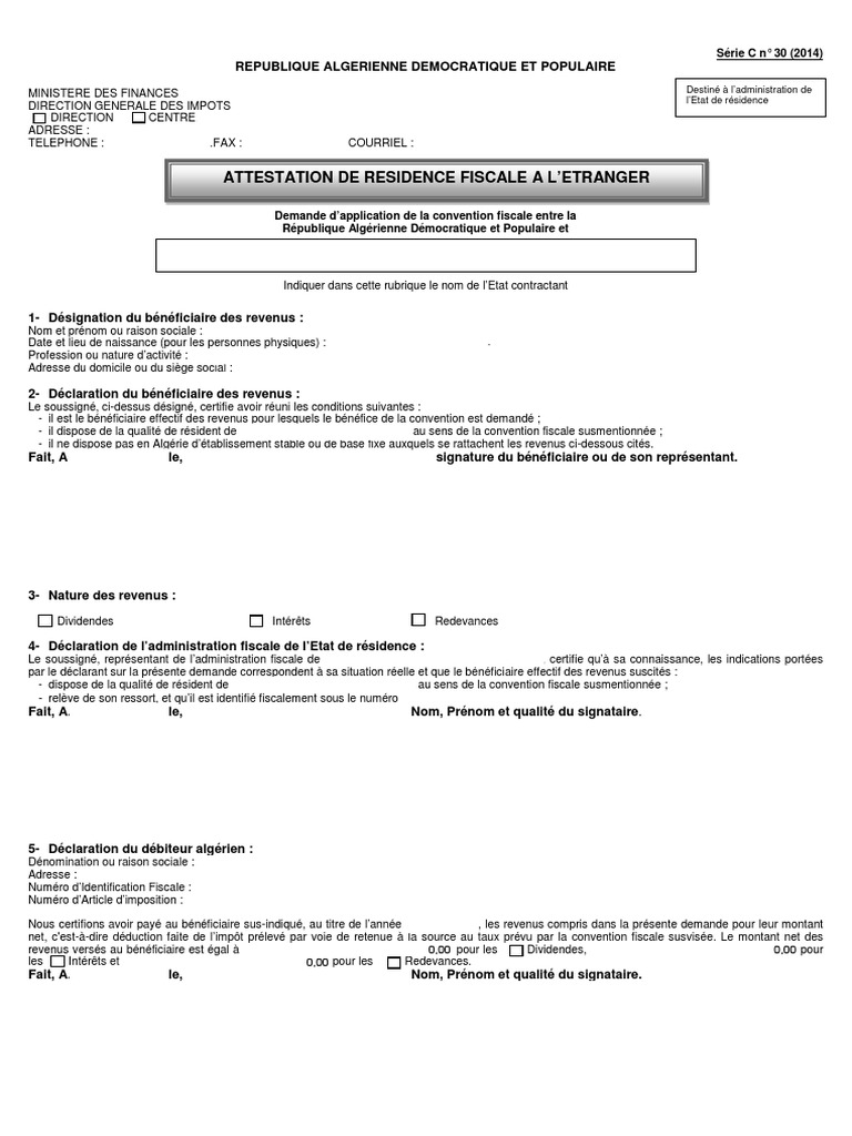 Demande D’Attestation De Résidence Ocpm – QGMHTP
