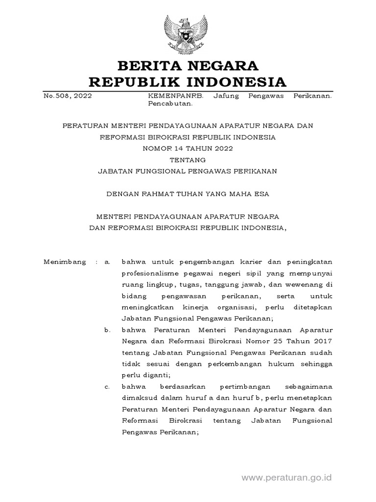 Permen PANRB No. 14 Tahun 2022-1.pdf | PDF
