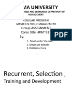 Jimma University Master's Program Group Assignment on Recruitment, Selection, Training and Development