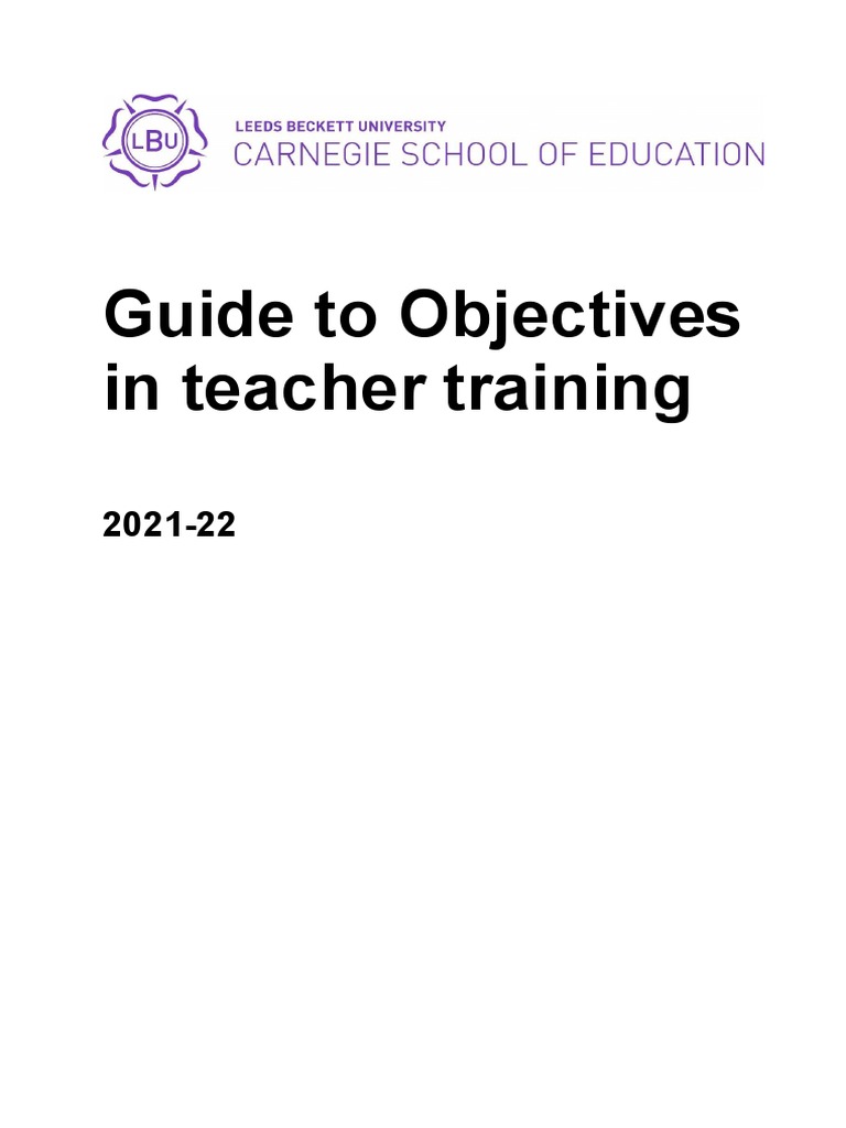 Teacher Training Objectives Guide | PDF