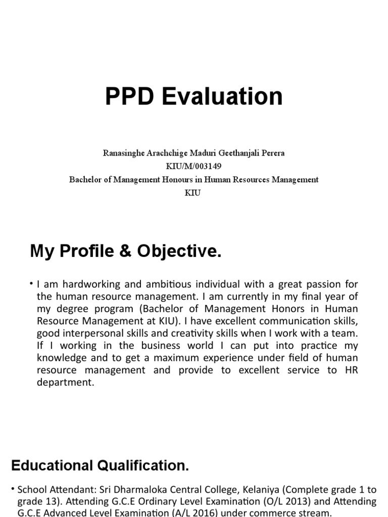 PPD Evaluation Report for HR Management | PDF