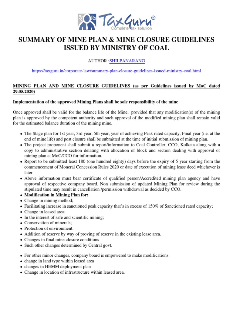 Mining and Closure Guidelines 2025 | PDF | Mining