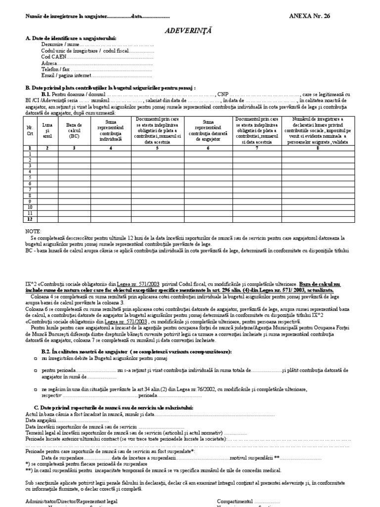 Somaj Anexa 26 La Norme-2 ADEVERINTA | PDF