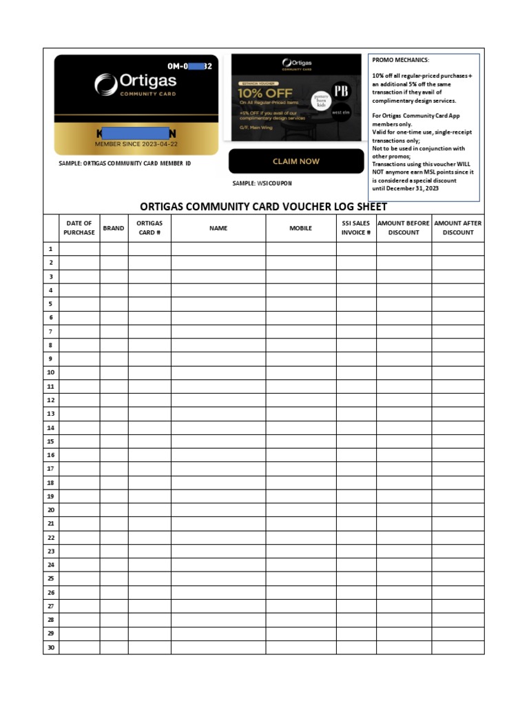 Ortigas Comm Card Voucher Log PDF