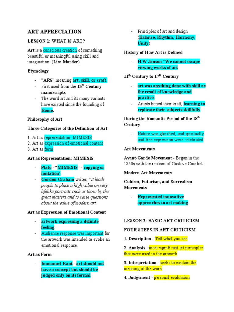 Understanding Art: Definitions & Criticism | PDF