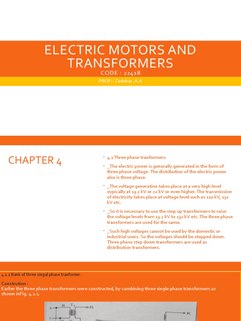 Electric Motors and Transformers PDF Transformer Inductor