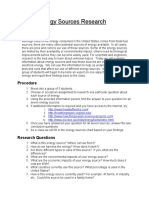 Energy Sources Research Activity2 Student Worksheet